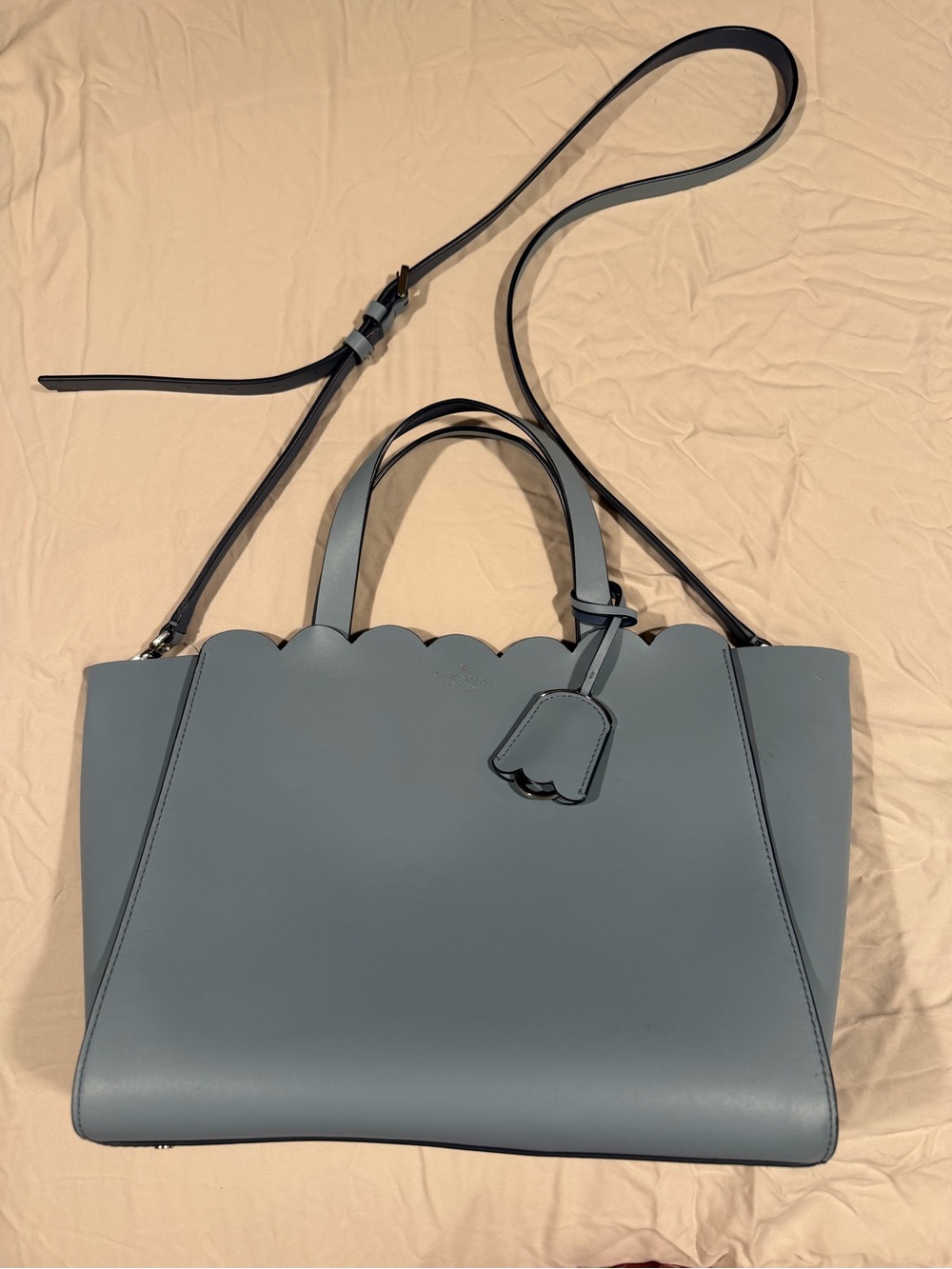 kate spade Powder Blue Scalloped-Top Leather Tote
